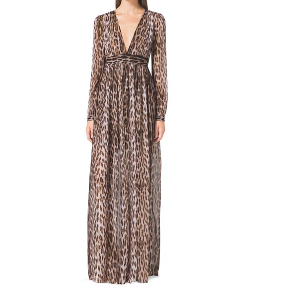leopard print chiffon maxi dress